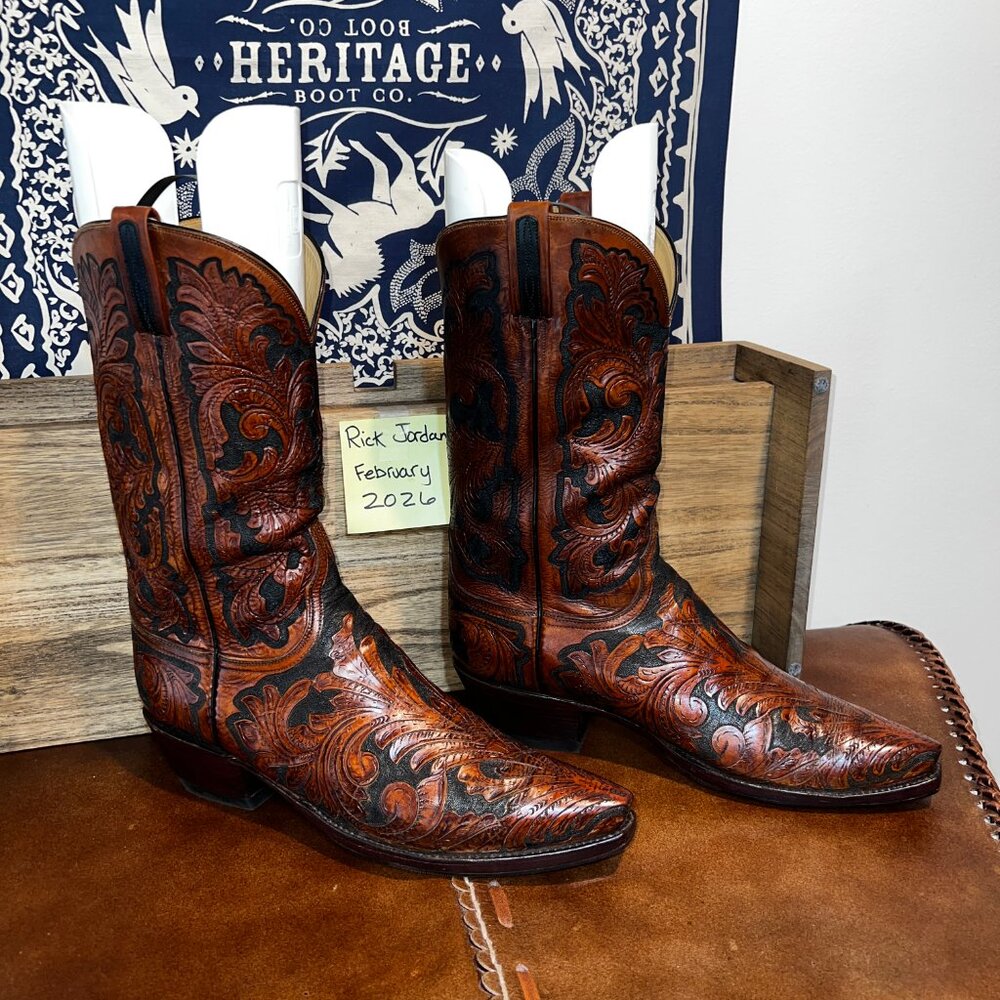Lucchese Handmade Classic 'Kents' in Mahogany/Pecan Color and men's size 11.5D - Picture 3 of 8